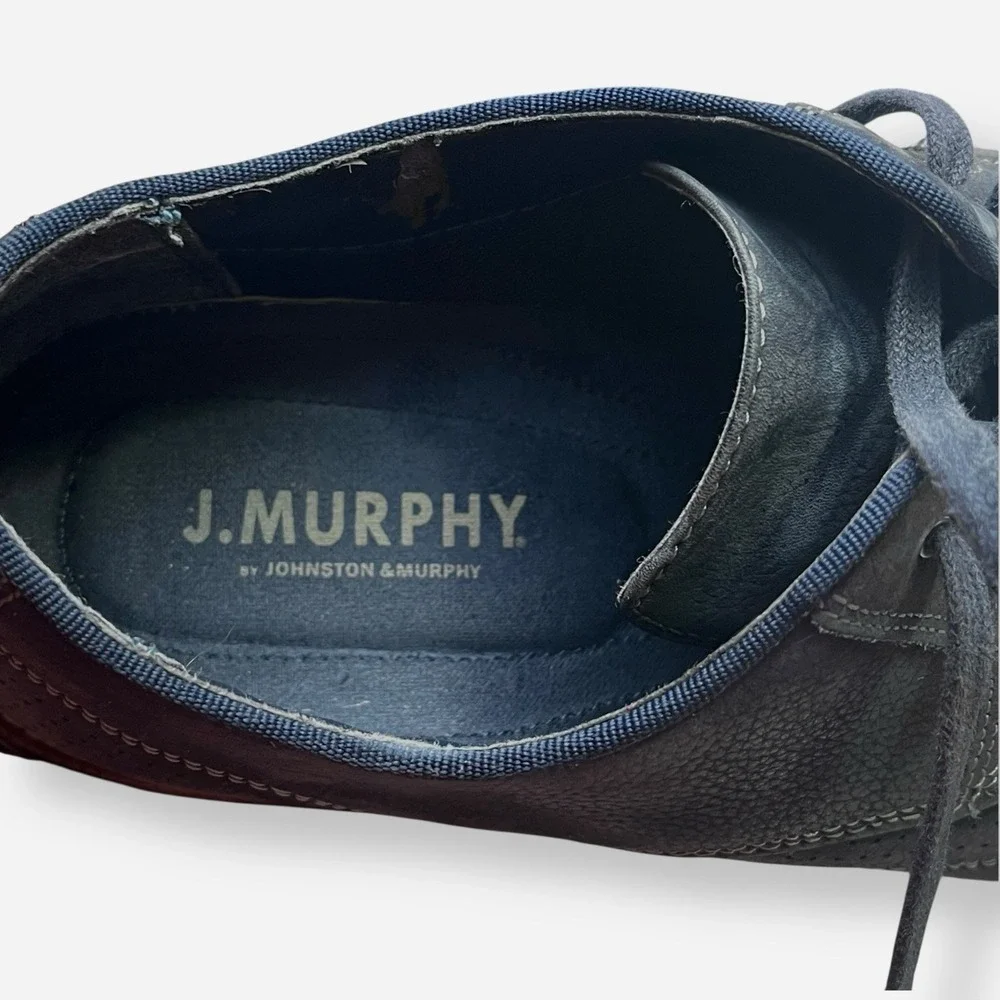 Johnston & Murphy Wingtip Oxford Dress Shoes Mens 10.5 Blue Nubuck Leather 10869